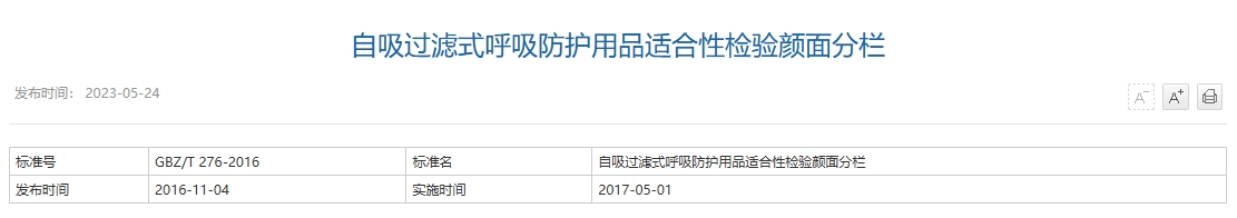 自吸过滤式呼吸防护用品适合性检验颜面分栏