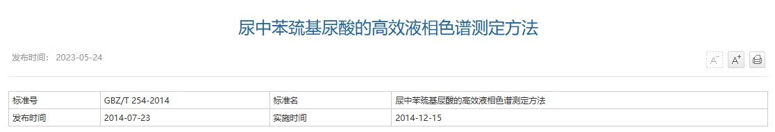尿中苯巯基尿酸的高效液相色谱测定方法