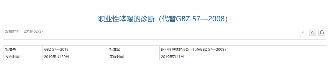 职业性哮喘的诊断（代替GBZ 57—2008）