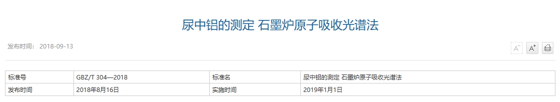 尿中铝的测定 石墨炉原子吸收光谱法